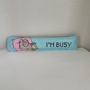 Pusheen Keyboard Wrist Rest I'm Busy Cat Snacking 2022 Cute Gamer Pastel Desk
